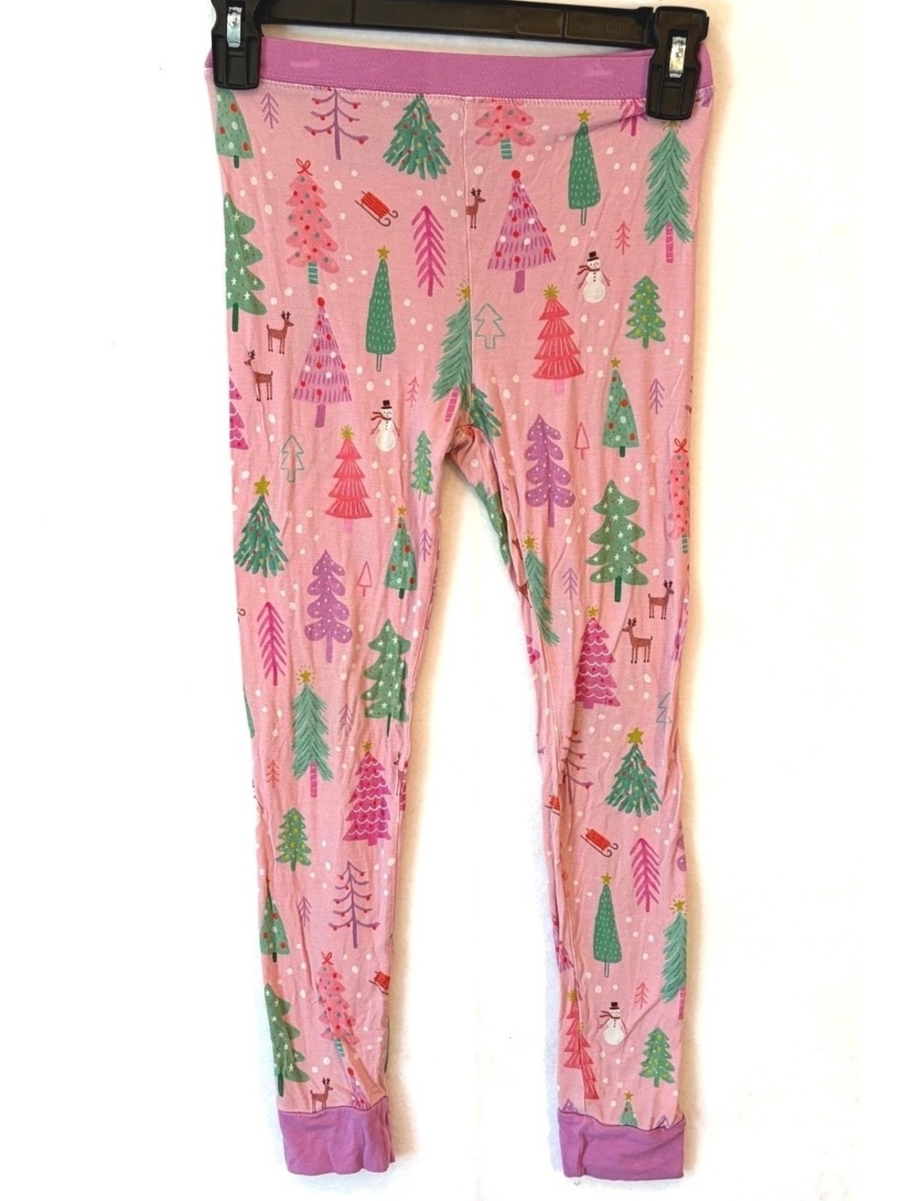 Little Sleepies Girls 7/8 Pink Christmas Pajama Pants Trees Reindeer